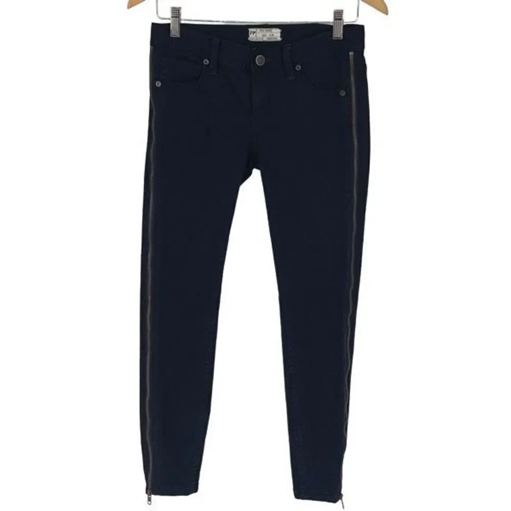 Free People Womens Levon Side Zipper Skinny Jeans Stretch Denim Black Size 25‎